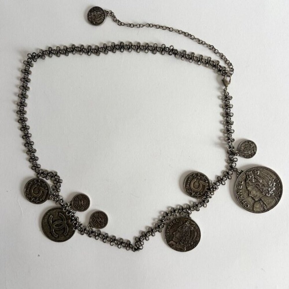 CHANEL 2003 ARCHIVE SILVER COINS NECKLACE BELT - Picture 5 of 10